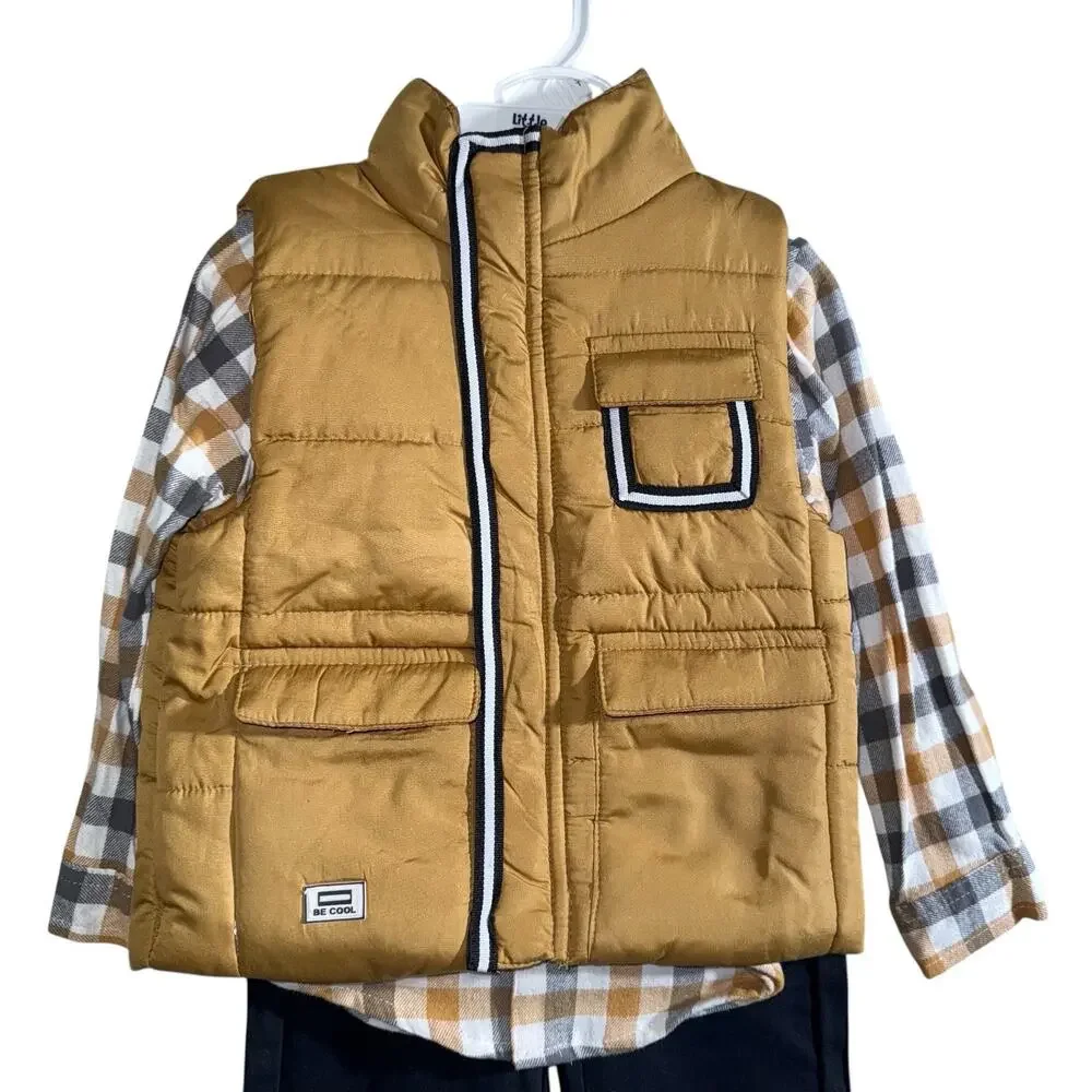 Toddler Boy Little Lad 3-pc. Puffer Vest, Shirt, & Pant Set SZ/3T